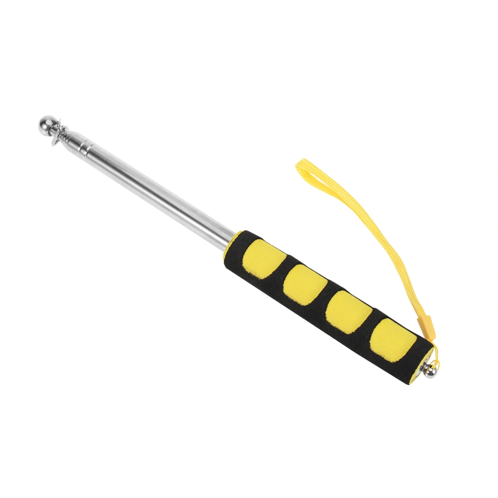 Stainless Steel Flag Pole Hand-held Teaching Rod Guide Telescopic Flagpole (Yellow, Sponge Handle, Rope Random Color)