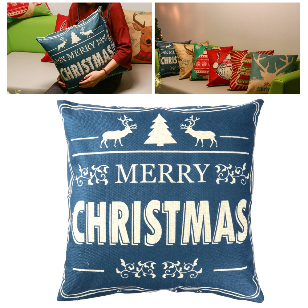 UNOMOR Christmas Decorations Pillow Cover Reindeer Santa Pillow Case Cushion Cover 45cm x 45cm (Merry Christmas)