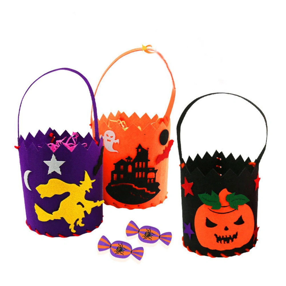 4Pcs Halloween Candy Bag Portable DIY Bag Children DIY Treat BAg Handmade Materials Bag (Random Style)