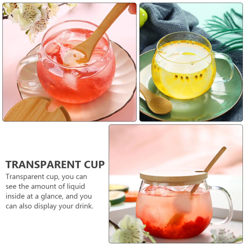 2 Sets Glass Cup with Lid Spoon Heat-resistant Cup Water Cup Housewarming Gift