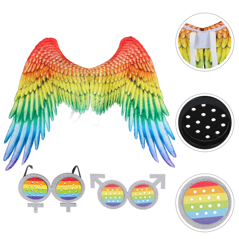 3Pcs Creative Rainbow Wings ad Glasses Halloween Supplies Party Props