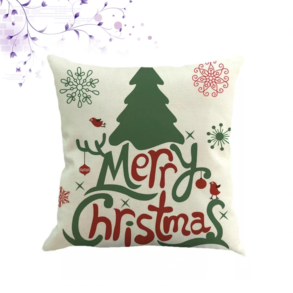 Christmas Theme Throw Pillow Cover Decorative Linen Pillow Case Pillowslip for Home Sofa Bed Chair (F)