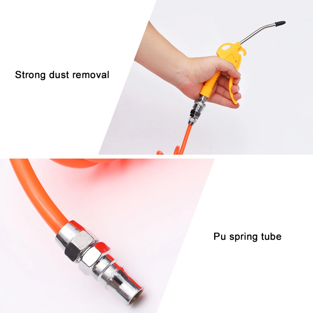 PU Pneumatic Hose Set 8x5mm 15 Meter Air Compressor Spring Hose Spiral Tube Pipe with Type C Quick Connector Air Duster for Air Compressor (Orange)