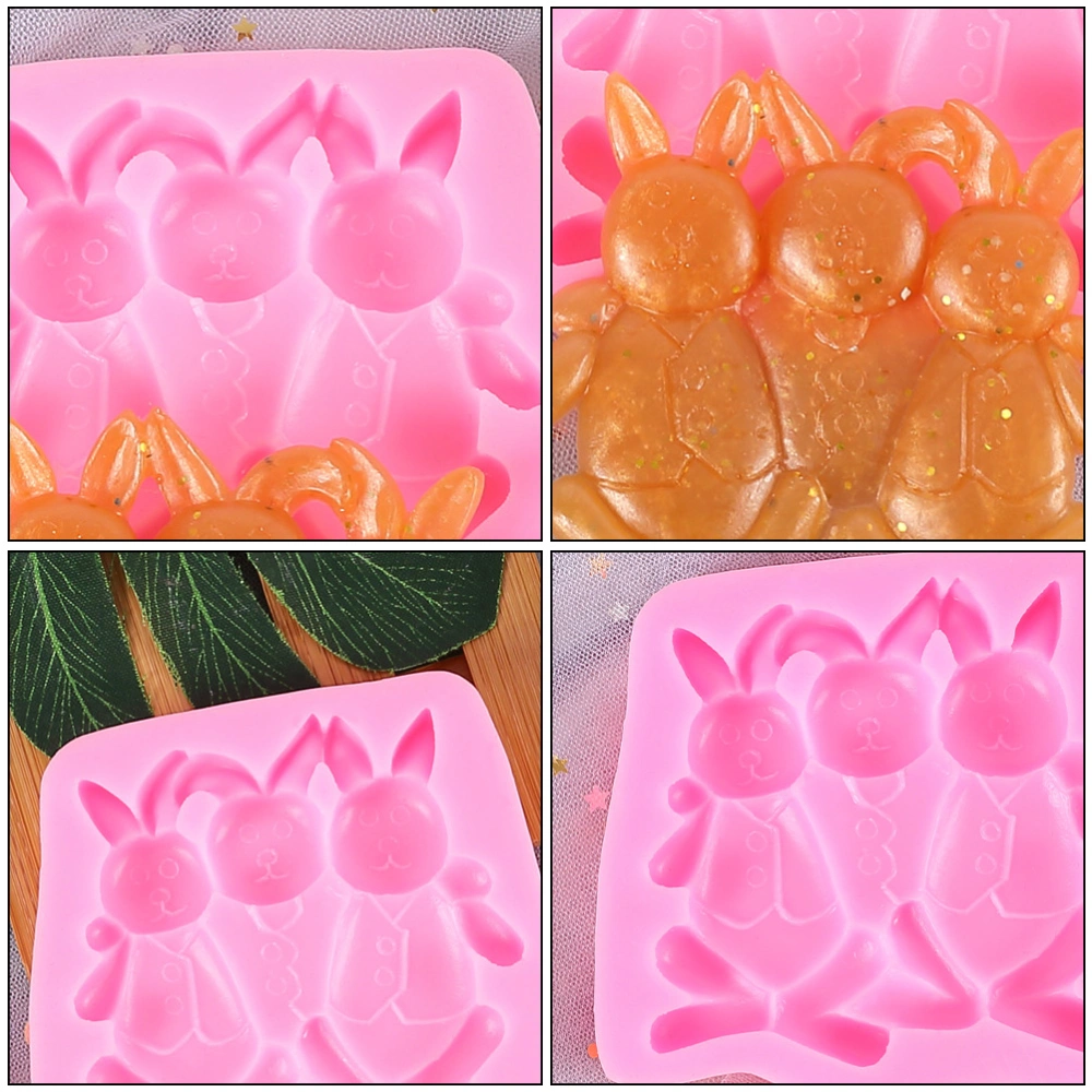 2Pcs Rabbit Desin Cake Mold Silicone Cake Mould Kitchen Baking Supply Pink