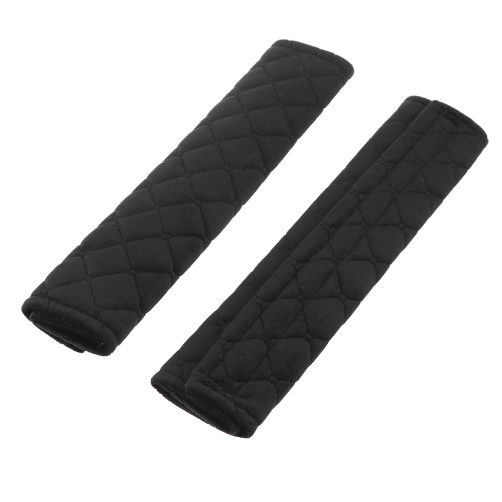 2 PCS Auto Car Seat Belt Cover Plush Seat Shoulder Pad Seatbelt Strap Cover (Black)