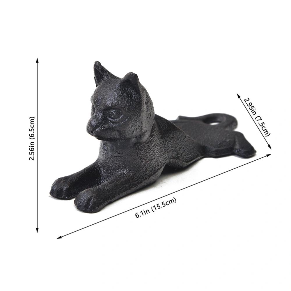 Cast Iron Cat Shape Safety Windproof Creative Door Stopper Home Door Locomotion Stopper Heavy Duty Wedge Door Stop Portable Doorstops for Home Office School (Black  15.5*7.5*6.5cm)