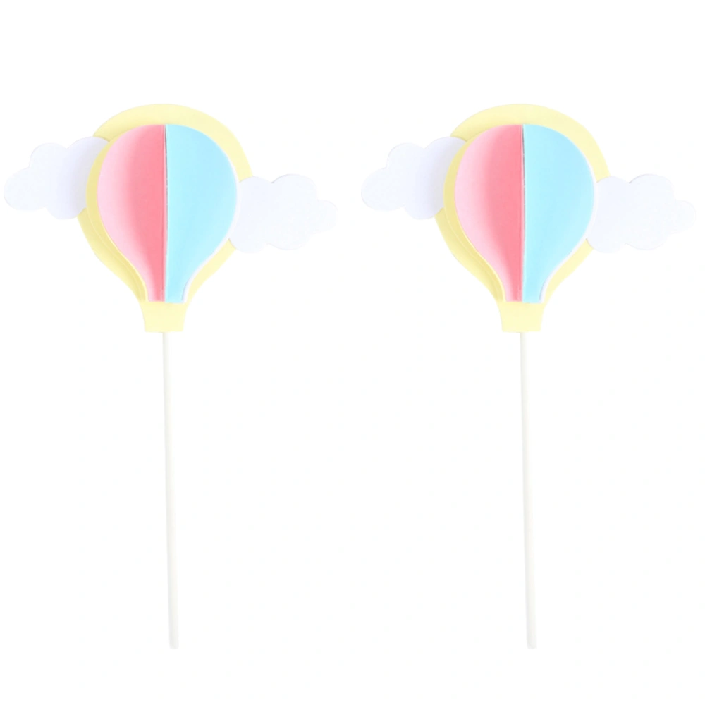 2pcs White Cloud Hot Air Balloon 3D Paper Hanging Decorations for Wedding Baby Shower Birthday Party Decorations(Yellow)