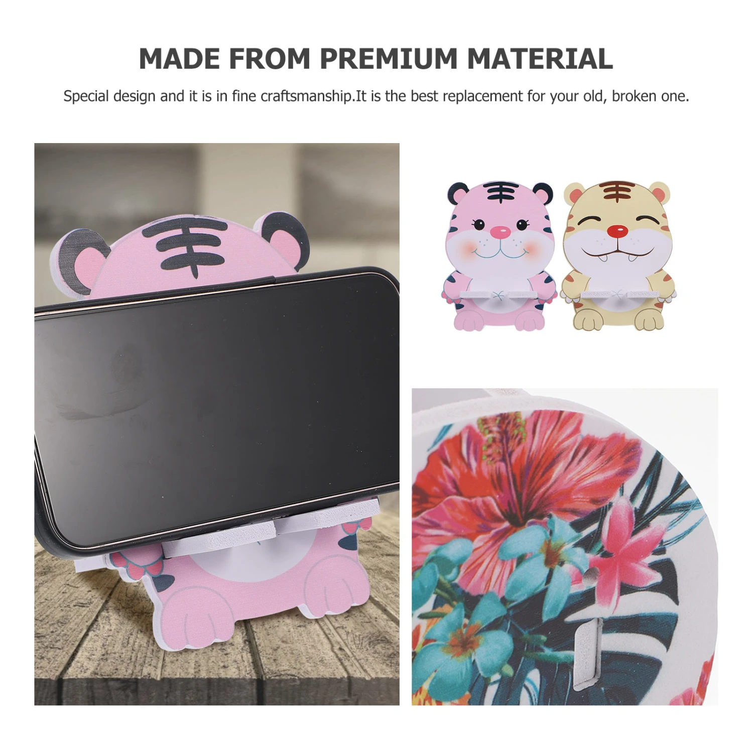 2pcs Tiger Designed Mobile Phone Holder Portable Cellphone Rack Home Phone Rack
