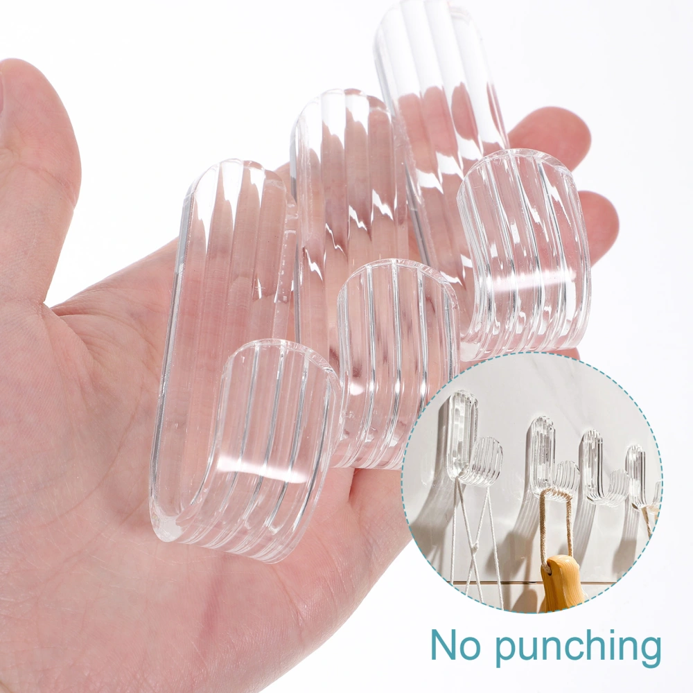 6pcs Punch Free Hook Self Adhesive Wall Hooks Acrylic Hooks Over the Door Hook