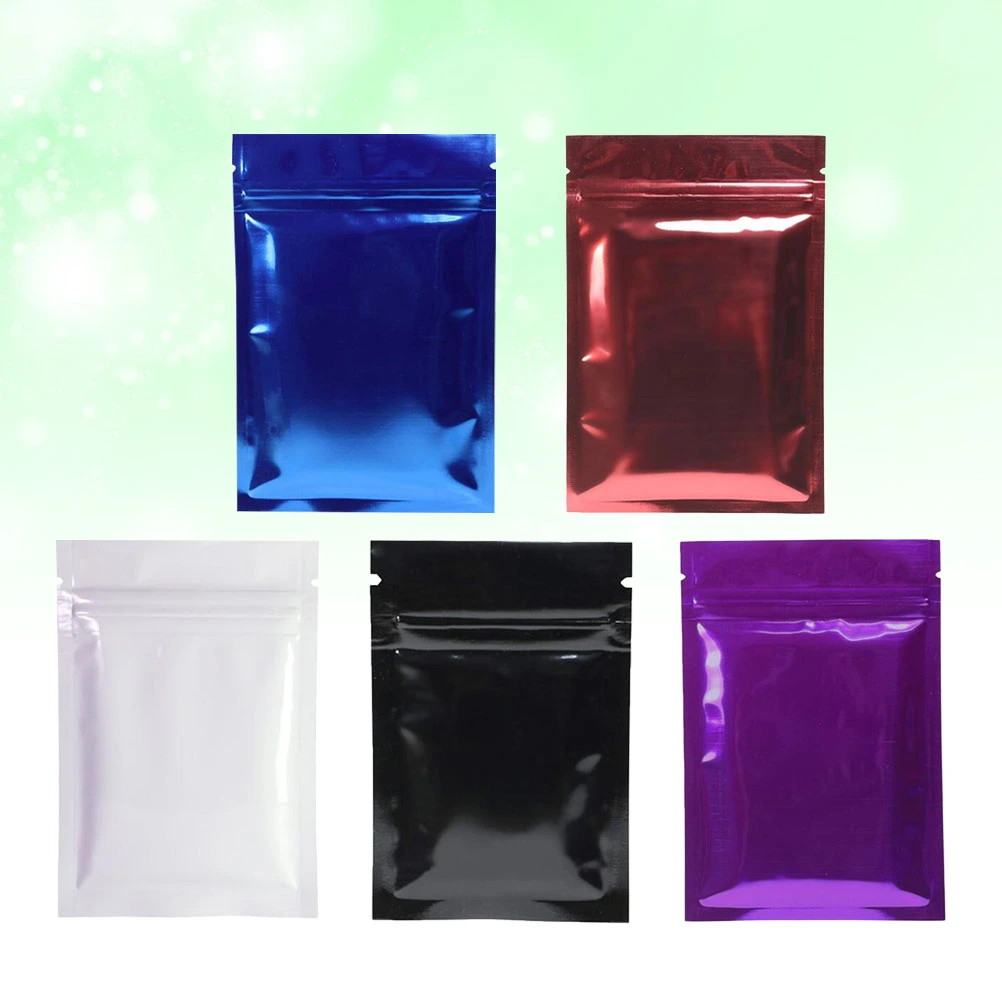 100 Pcs Aluminum Foil Packaging Bags Resealable Zipper Zealed Bags Reusable Food Pouches for Coffee Beans Cookies