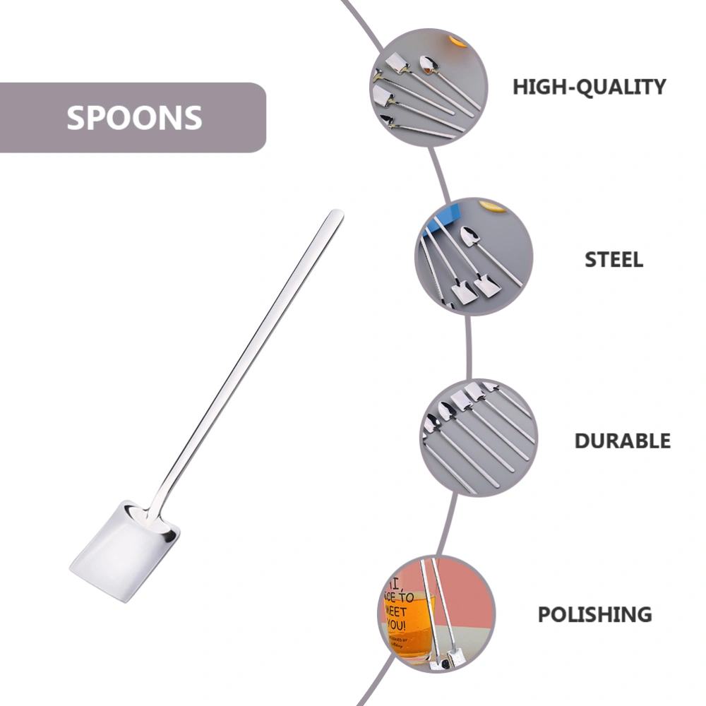 4PCS Elegant Fruit Spoon Stainless Steel Ice Cream Spoon for Eating and Drinking