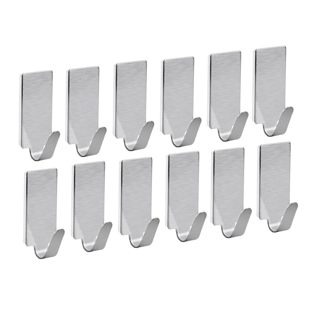 24pcs Stainless Steel Wall Hooks Self Adhesive Towel Hooks Seamless Multi-purpose Coat Hooks for Bathroom Kitchen