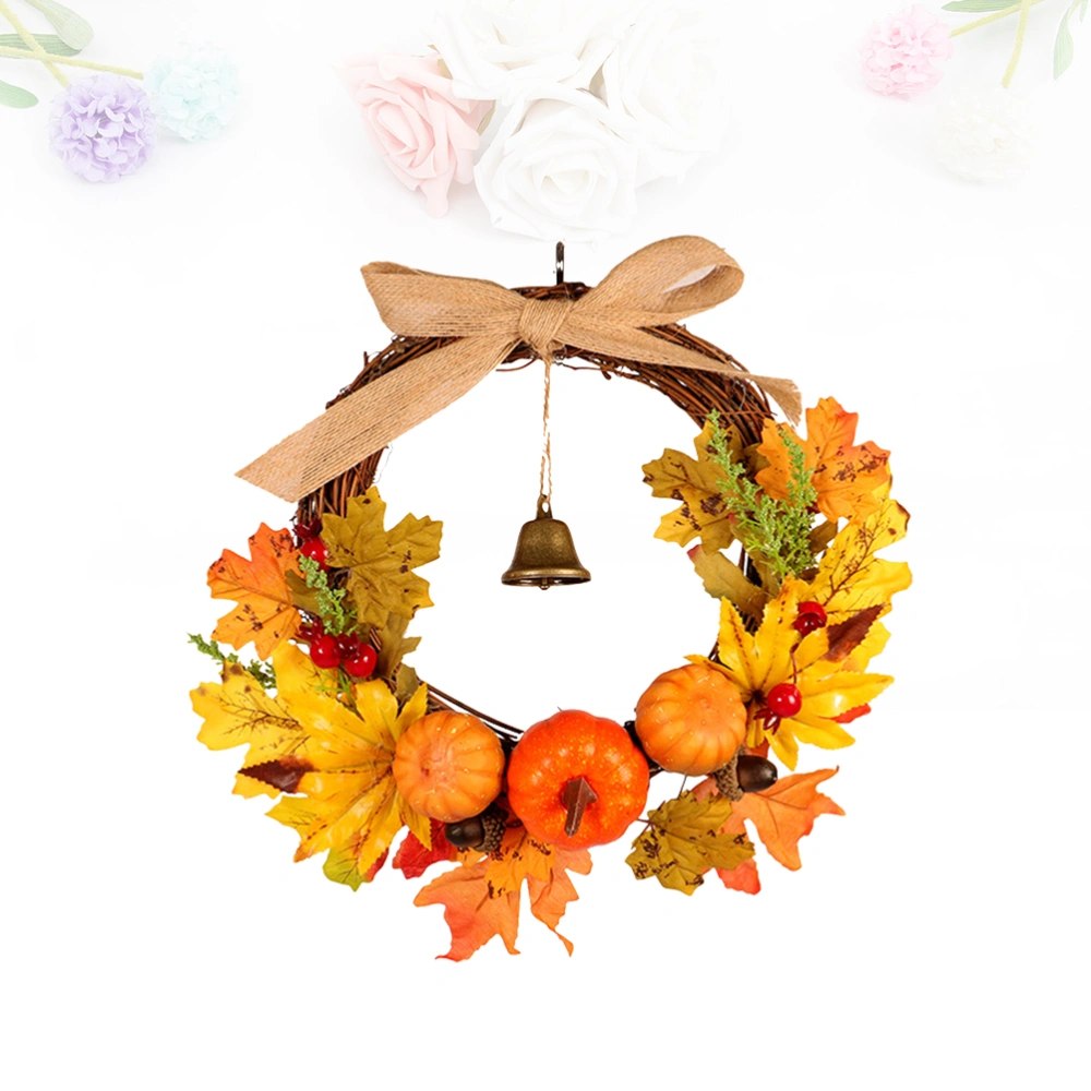 Artificial Rattan Berry Maple Leaf Fall Door Wreath Door Wall Ornament Halloween Pumpkin Garland Thanksgiving Wall Hanging Decoration