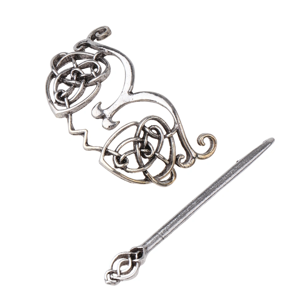 2Pcs Vintage Retro Hair Clips Creative Hair Stick Viking Style Metal Hairpin Hair Accessories for Women Girls Silver