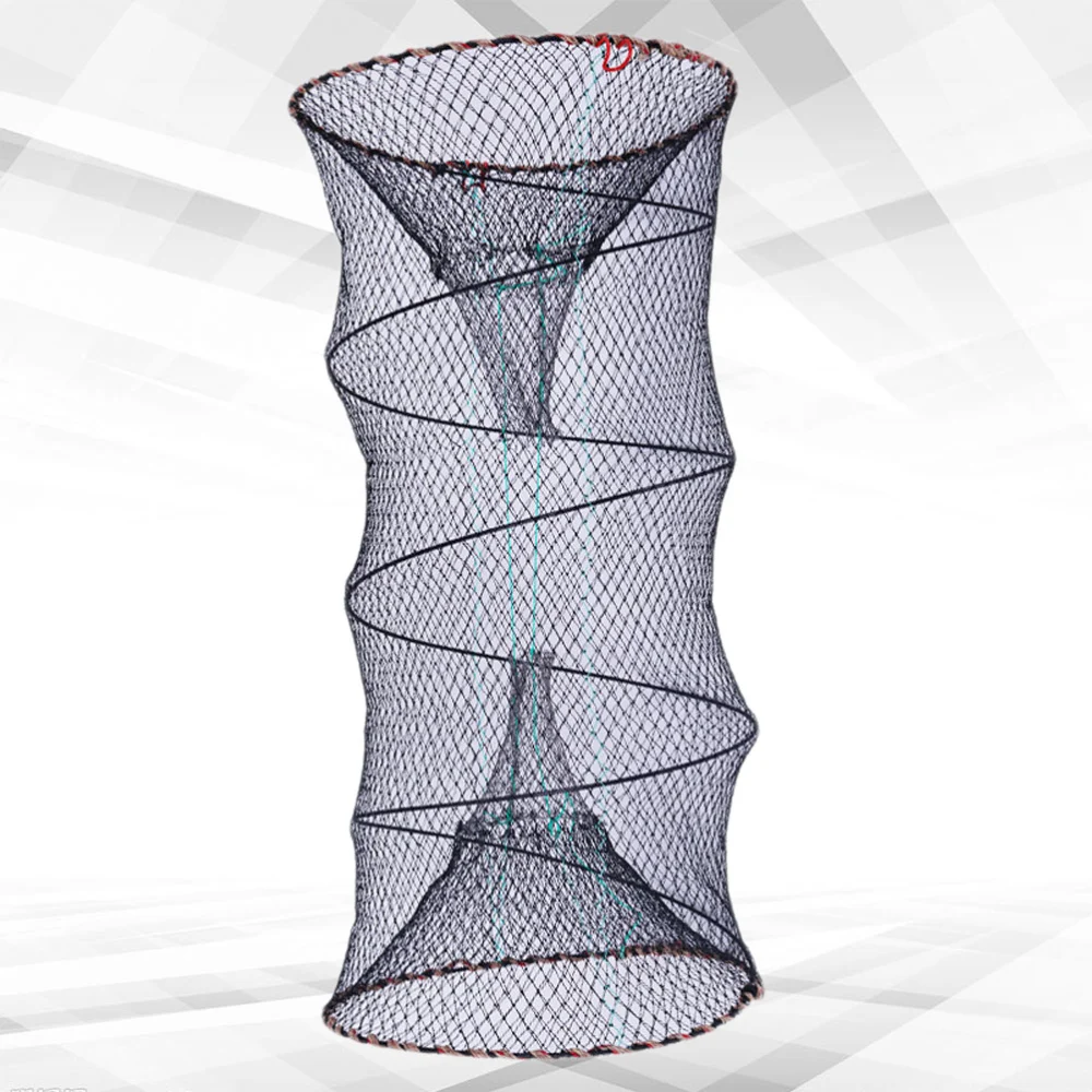 Strong Line Net Fishing Net Foldable Bait Mesh Net Portable Fishing Landing Net Shrimp Cage for Fish Lobster Prawn Crab (64X30cm)