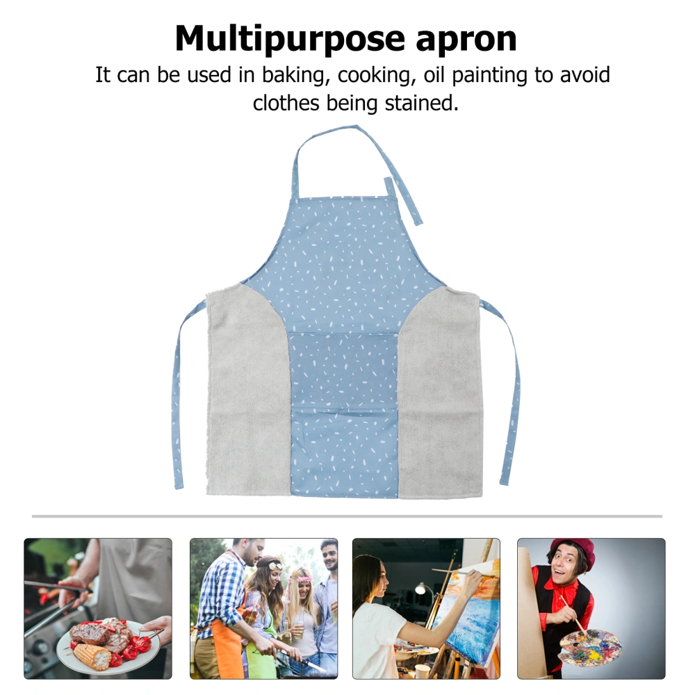 Household Fabric Apron with Pocket Hand-Wiping Cooking Apron for Kitchen