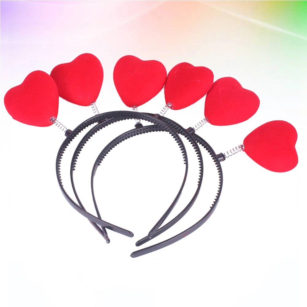 6Pcs Stereo Heart Headbands Hair Hoops Flocking Hair Accessory for Kids Children