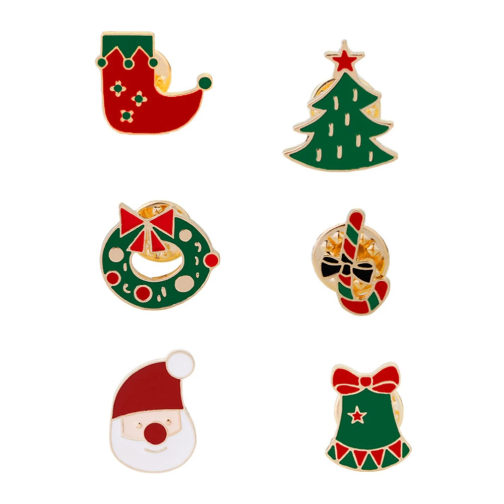 6pcs Christmas Breastpin Christmas Tree Santa Claus Brooches Funny Lapel Accessary Brooch Christmas Gift Costume Dress Up Props Decor