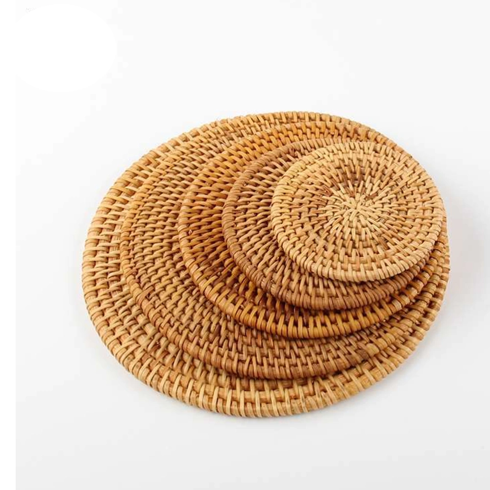 Rattan Coaster Non-slip Heat Resistant Cup Holder Cup Mat for Home Kitchen Decor (10 cm)