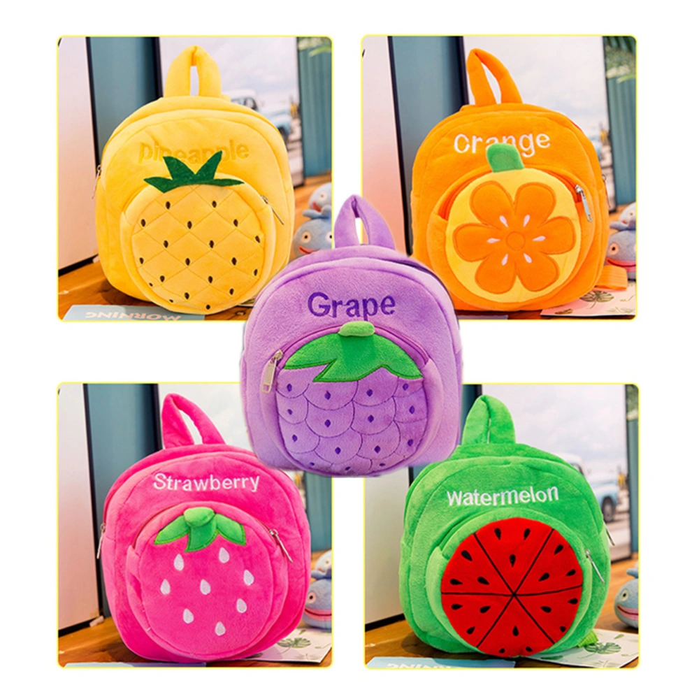 Cartoon Plush Backpack Lovely Fruit Patterned Book Bag Comfortable Schoolbag Portable Ultra-light Girls Bag for Travel Shopping (Pineapple)