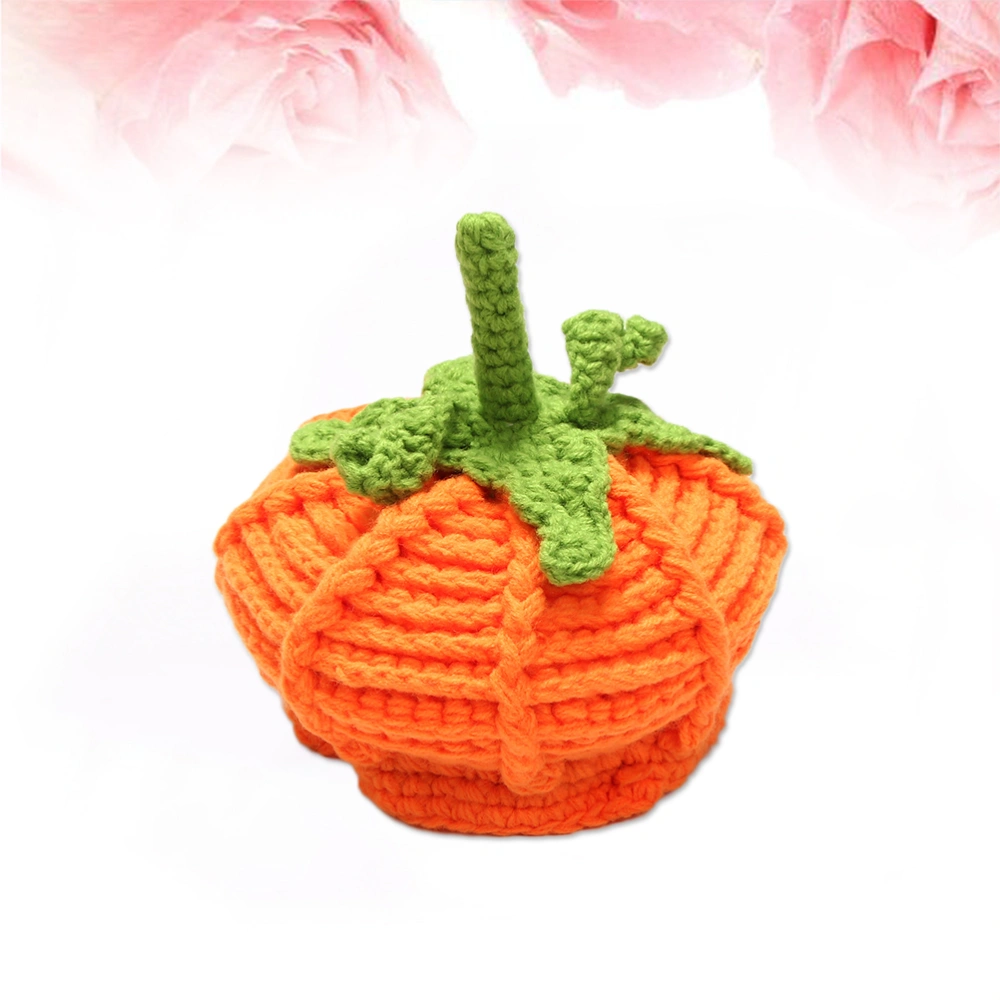 Halloween Gifts Children Hat Pumpkin Handmade Knitting Hat Fall Winter for Boy Girl (Orange)