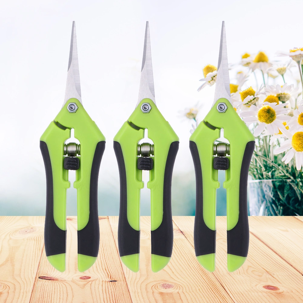 3PCS Plastic Handle Gardening Scissors Portable Professional Stainless Steel Garden Pruning Shears