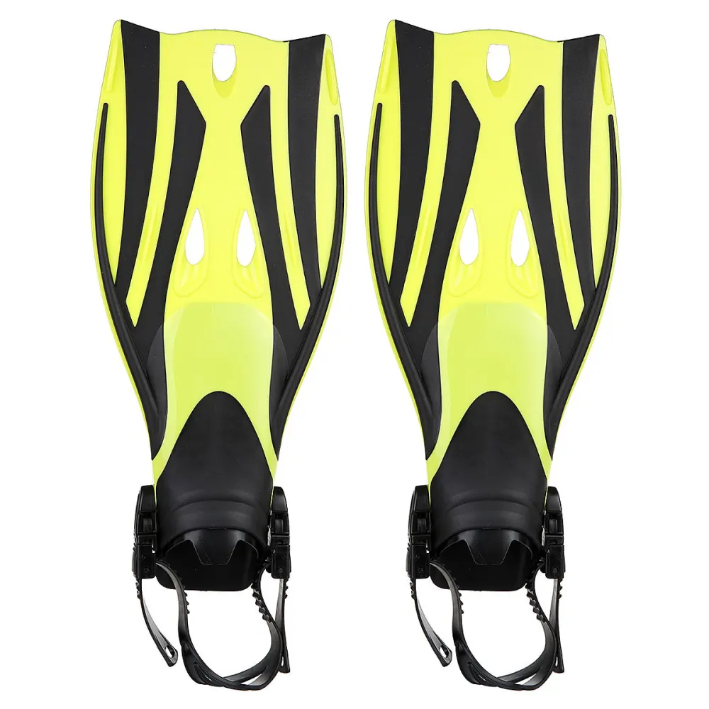 Pair of Wave Snorkeling Open Heel Fins Flippers - Size L/XL (Yellow)