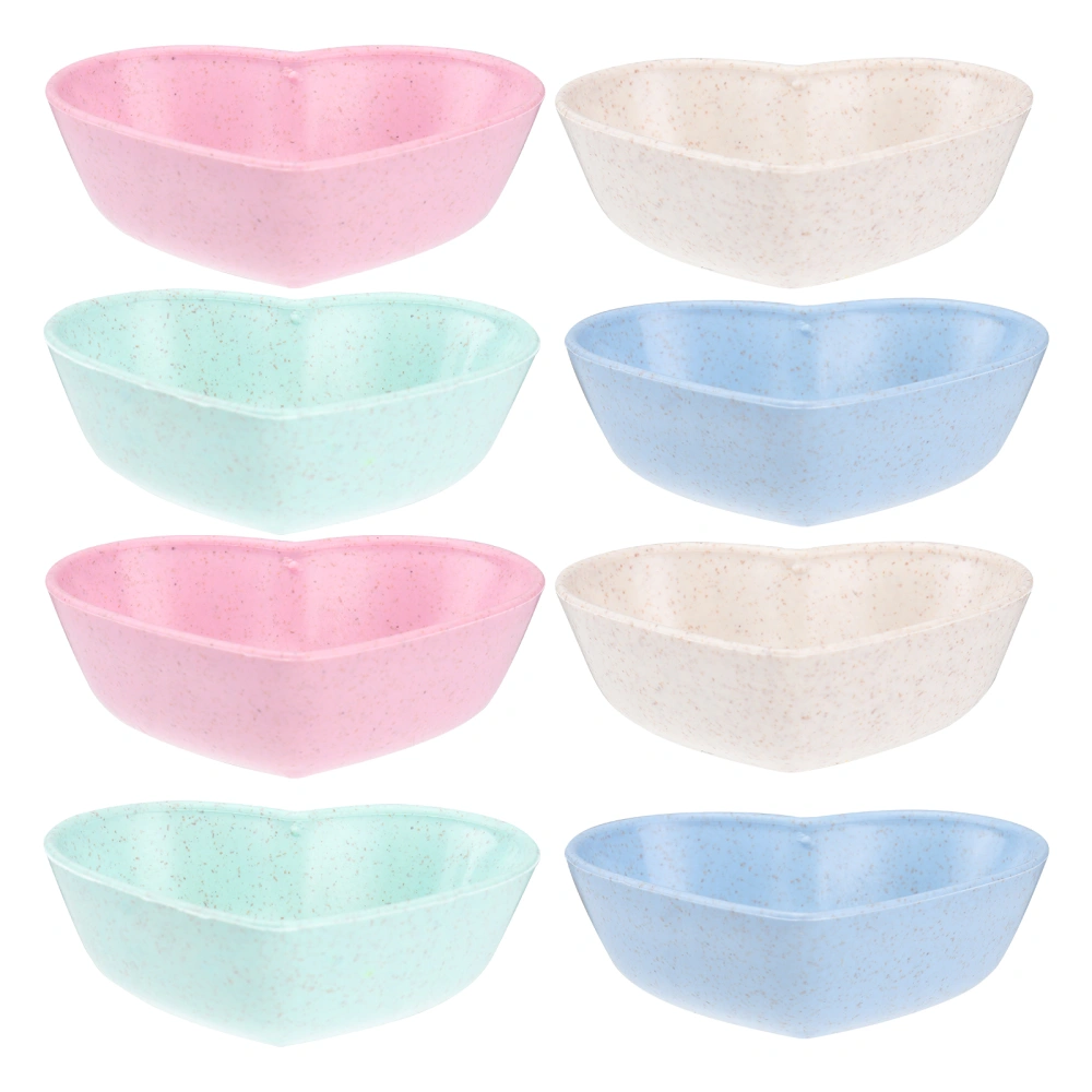 8pcs Heart Shaped Saucer Creative Sauce Seasoning Dish Snack Food Plates Appetizer Plates for Home Restaurant (Assorted Color)