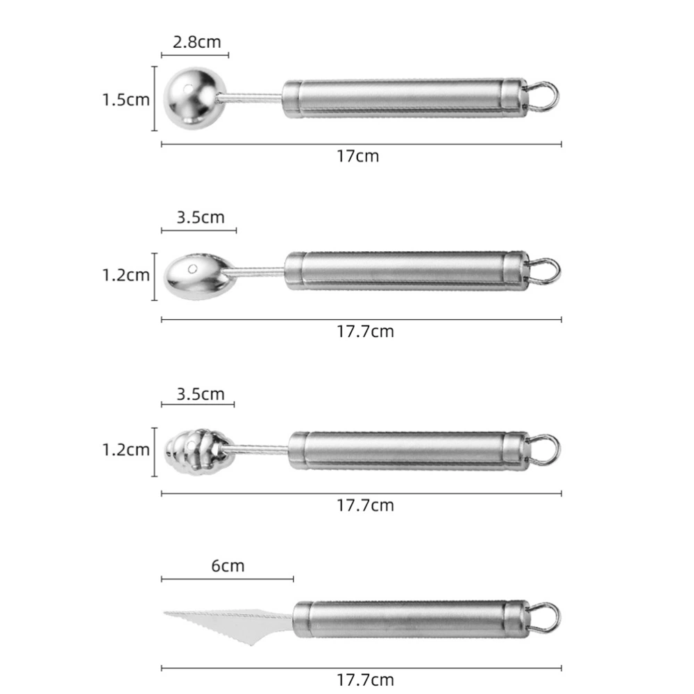 2Pcs Fruit Ball Spoons Stainless Steel Melon Ball Spoons Fruit Baller Scoops
