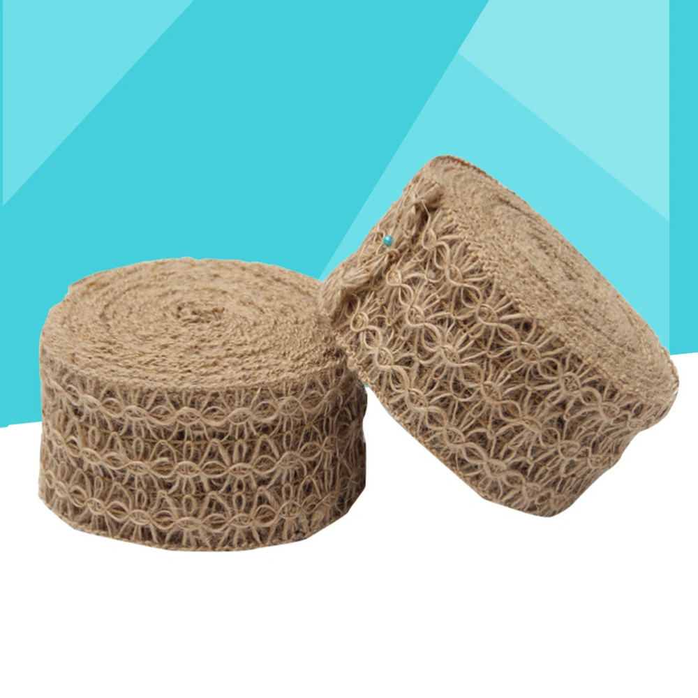 1 Roll Openwork Flower Lace Decoration Jute Material Handmade Weaving Twine Hemp Rope for DIY Vintage Wedding Party