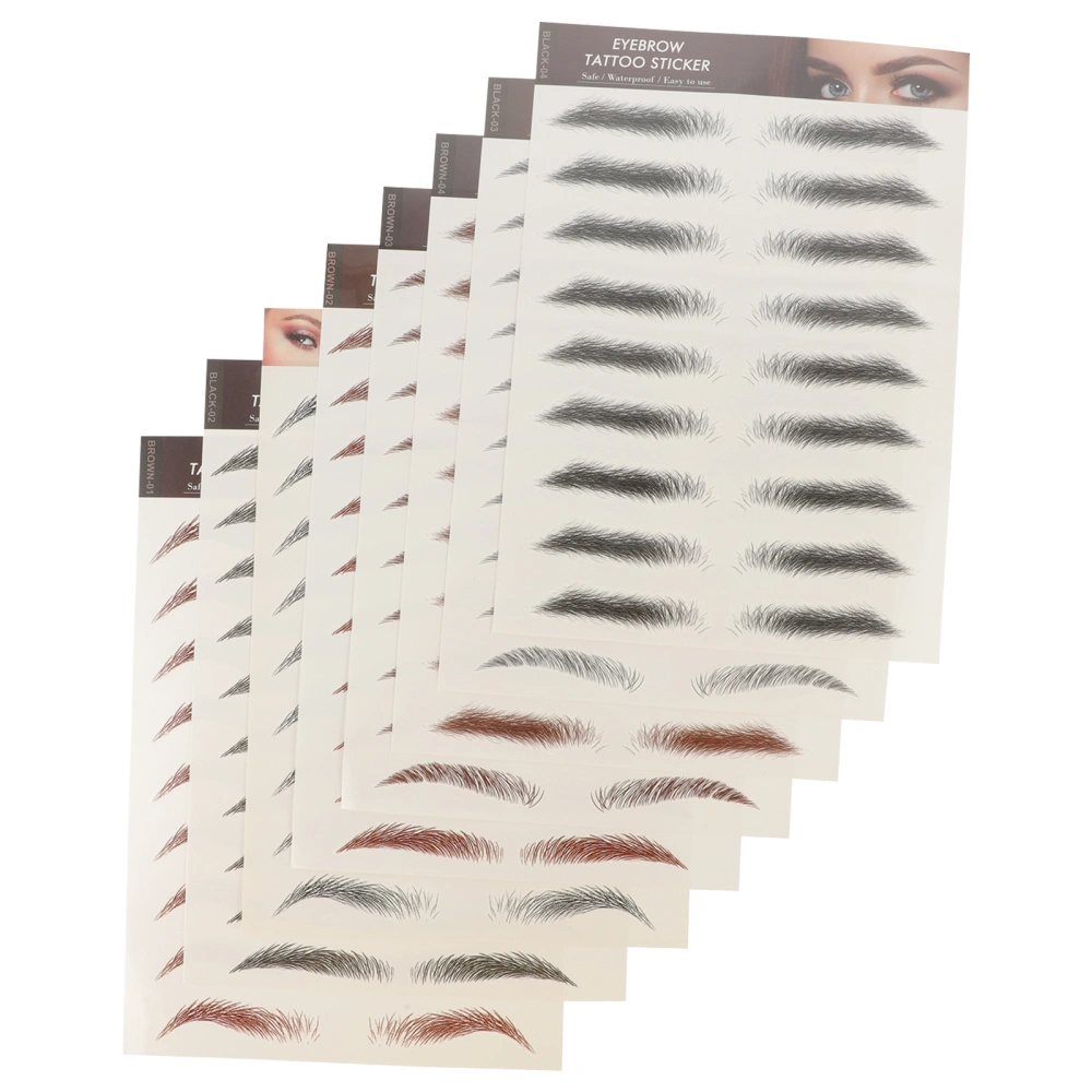 8Pcs Hair-like Eyebrow Stickers Waterproof Fake Eyebrows Makeup Stickers