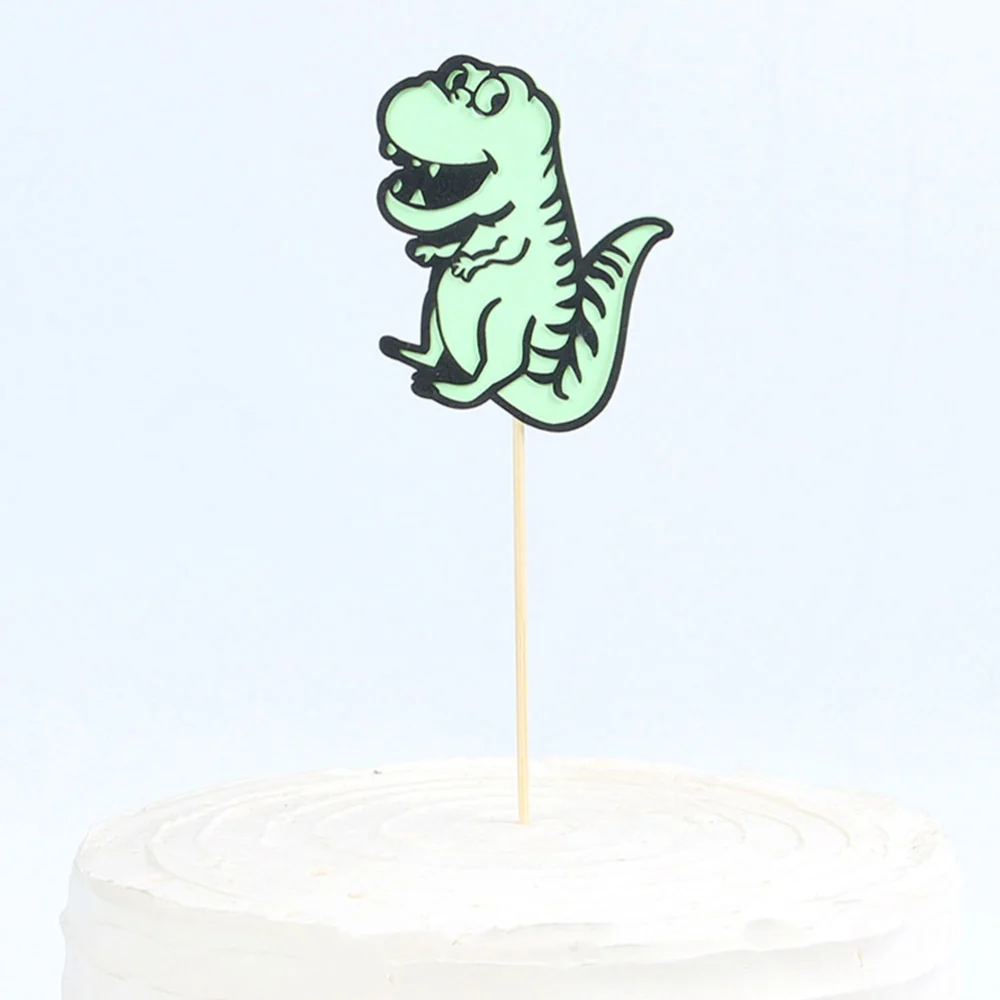 8pcs Cartoon Dinosaur Inserted Cake Decoration Happy Birthday Cake Toppers Cupcake Picks