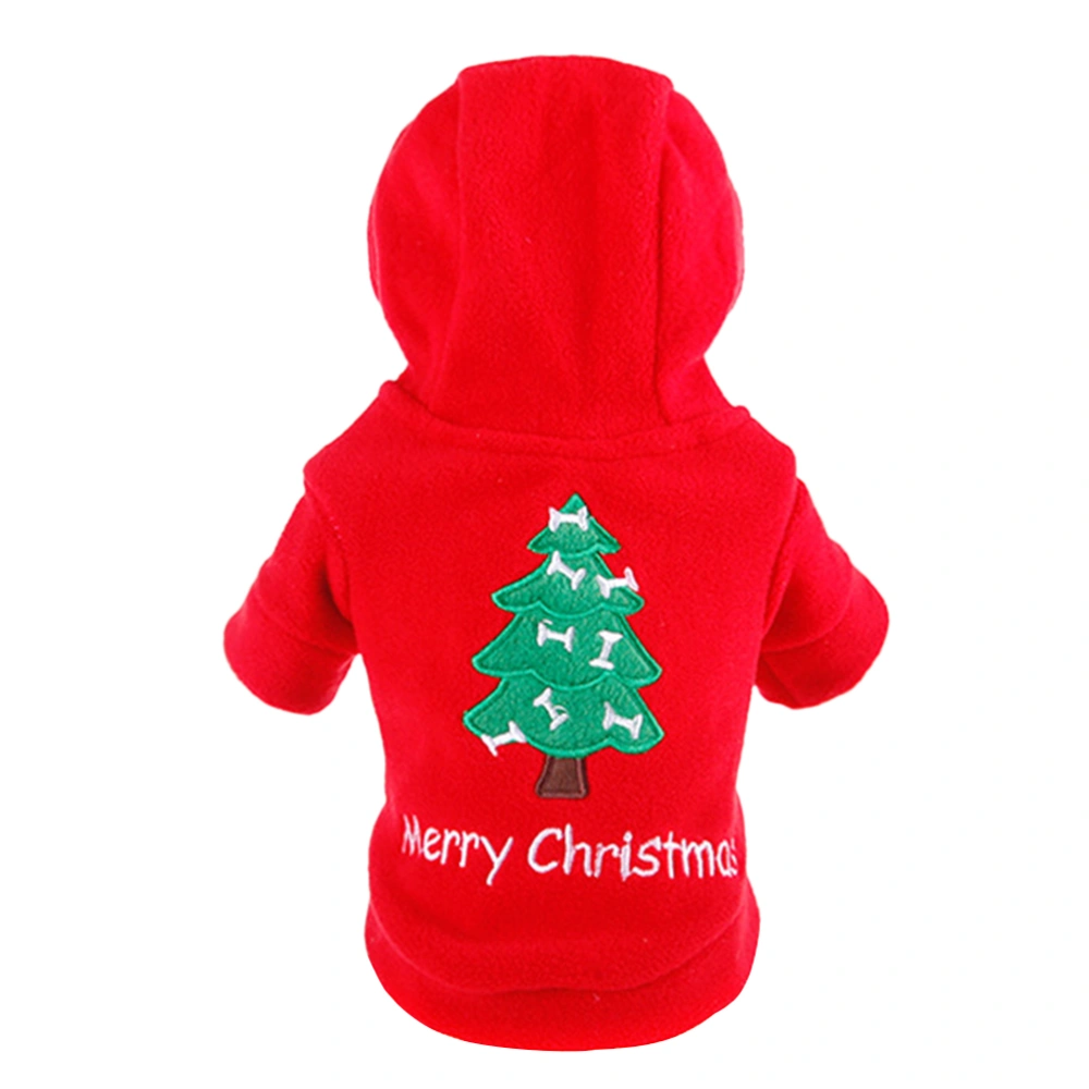 Dog Outdoor Christmas Tree Clothes Puppy Funny Warm Hoodie Costume Pet Supplies (Red, Size S)