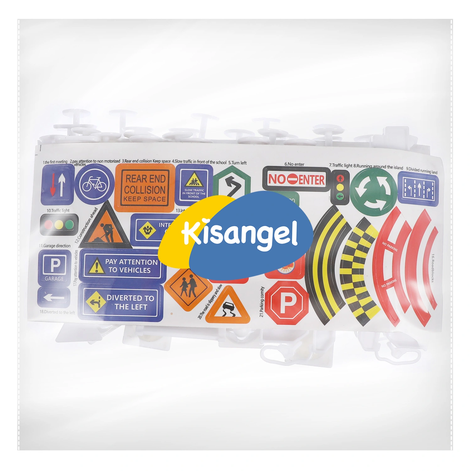 56 Pcs Play Traffic Signs Street Road Signs Road Signal Toys for Children