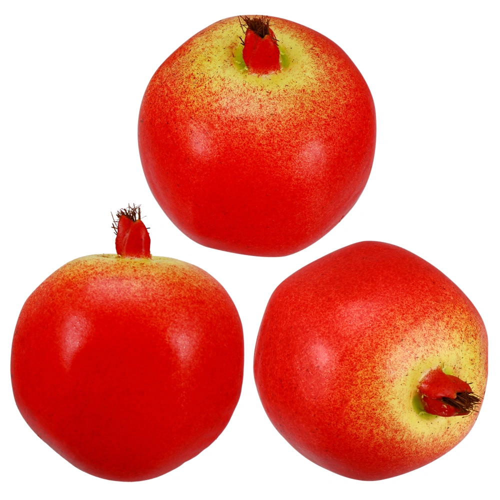 3pcs Fake Pomegranate Artificial Fruit Model Realistic Home Kitchen Decoration