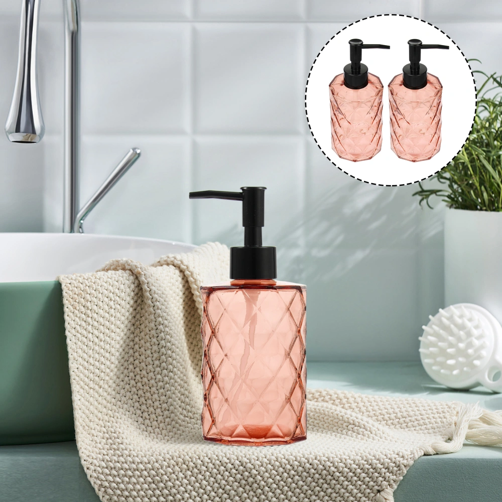 2pcs Shampoo Sub Bottle Glass Pump Bottle Shampoo Dispensers for Bathroom