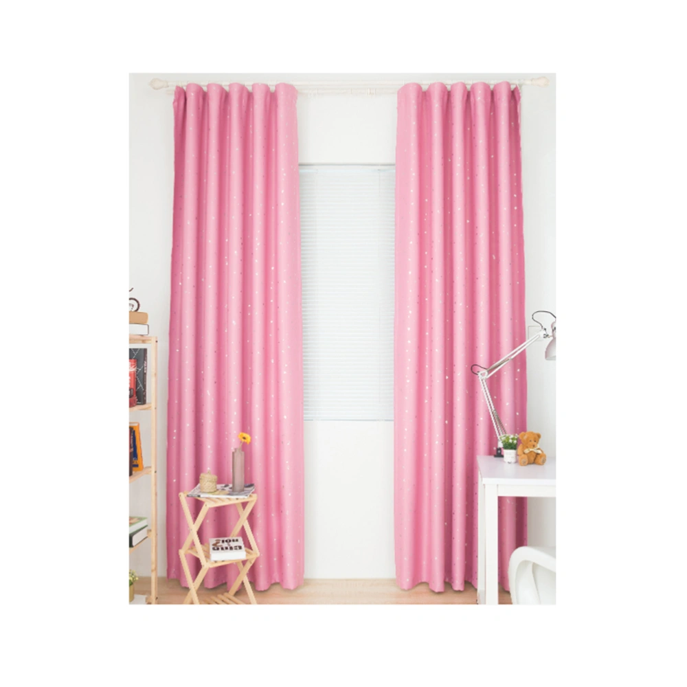 100x135cm Stars Printed Blackout Window Curtain Room Darkening Drapes for Living Room Bedroom (Pink)