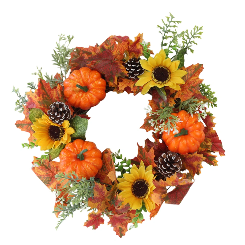 Thanksgiving Day Wreath Simulation Pumpkin Floral Decorative Wreath Accessory