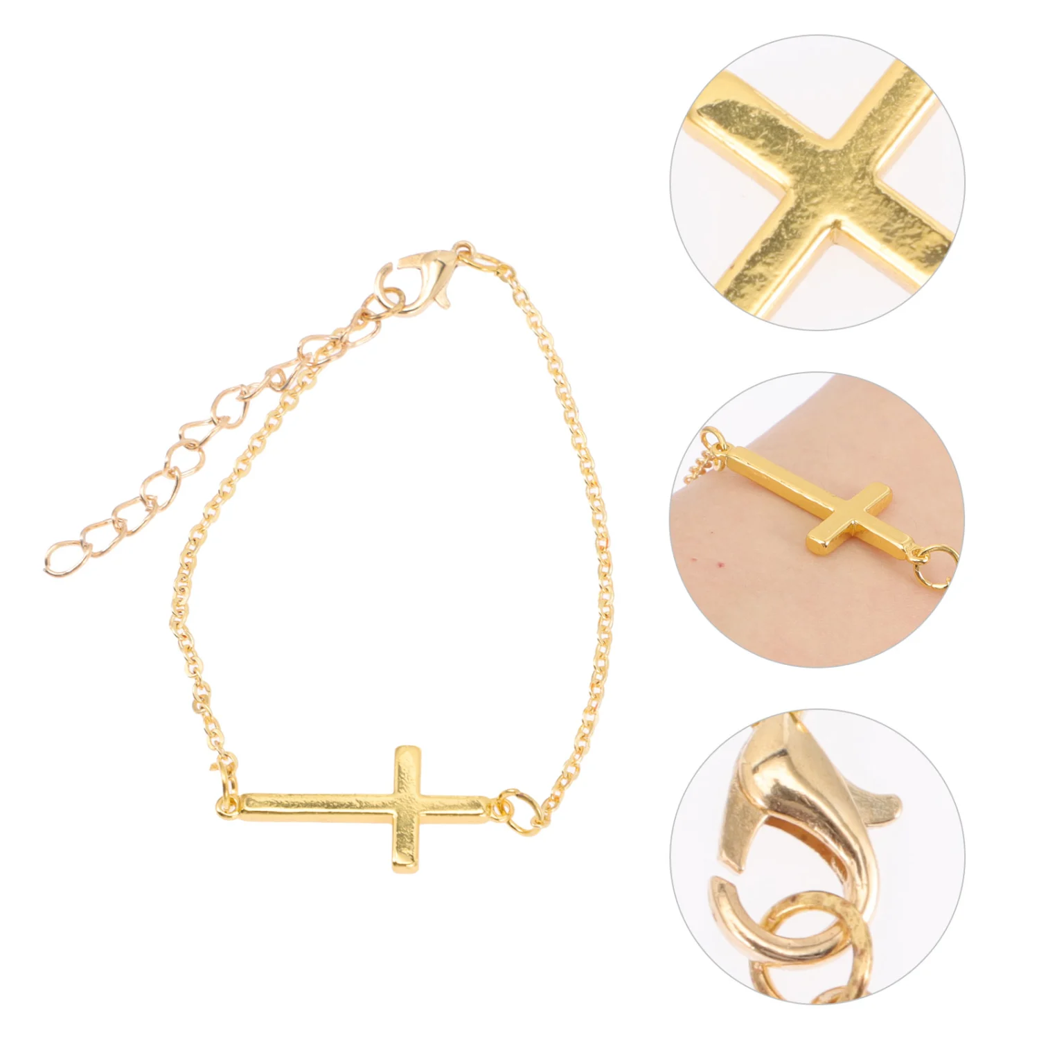 Cross Bracelet Golden Chain Wrist Jewelry Cross Bracelet Jewelry Gift for Women