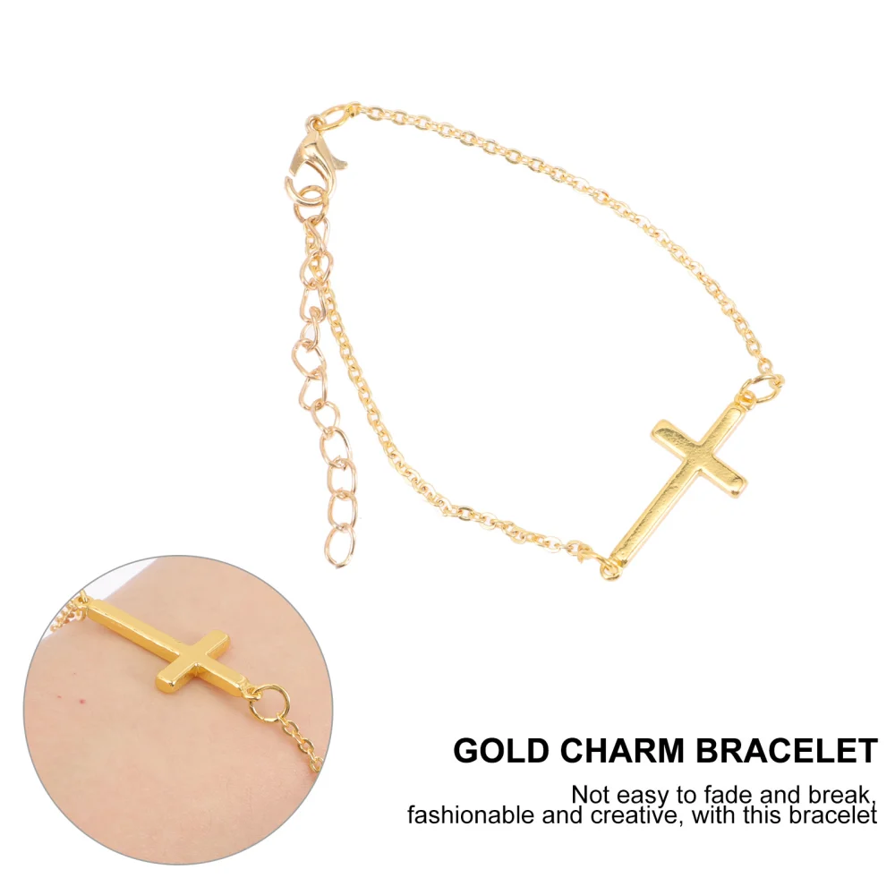 Cross Bracelet Golden Chain Wrist Jewelry Cross Bracelet Jewelry Gift for Women