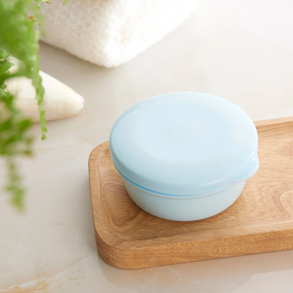 2pcs Business Travel Soap Box Circular Soap Box with Interlayer SPA Creative Soap Case with Lid Blue