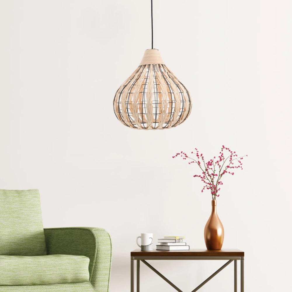 1pc Rattan Ceiling Lamp Vintage Style Single Head Pendant Light No Light Source