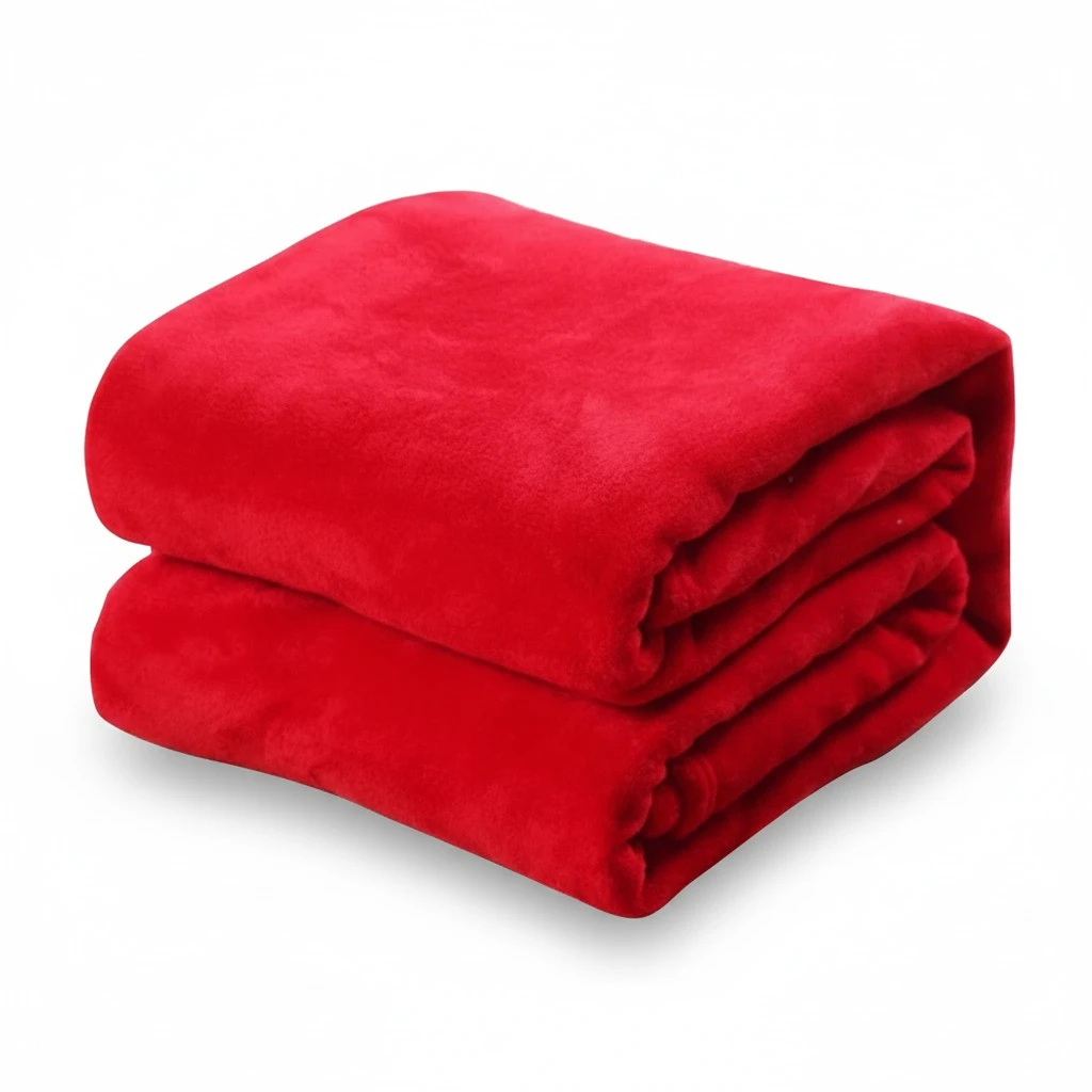 Pure Color Flannel Fleece Blanket Couch Solid Color Bed Blanket Sheet 100x140cm (Red)
