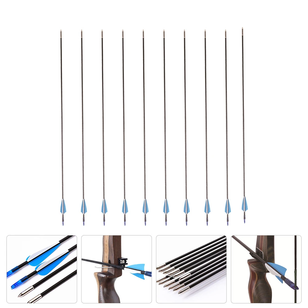 10pcs Fiberglass Arrows Archery Arrows Outdoor Archery Props (Assorted Color)