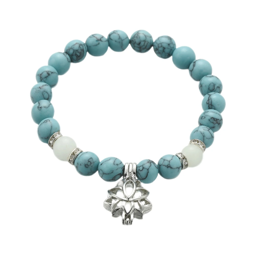 Turquoise Bead Bracelet Fashion Luminous Bracelet Elastic Lotus Beaded Bracelet