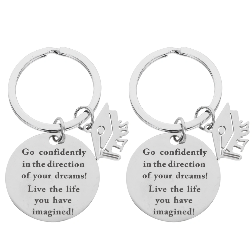 2Pcs Stainless Steel 2021 Graduation Keychains Chic Bag Pendants Gift Key Rings