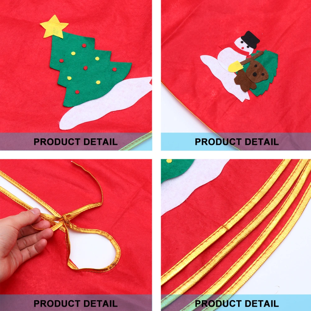 1PC 90cm Christmas Tree Apron Festive Christmas Tree Skirt Xmas Tree Base Wrap Christmas Party Decoration (Golden Edge, Snowman Style)