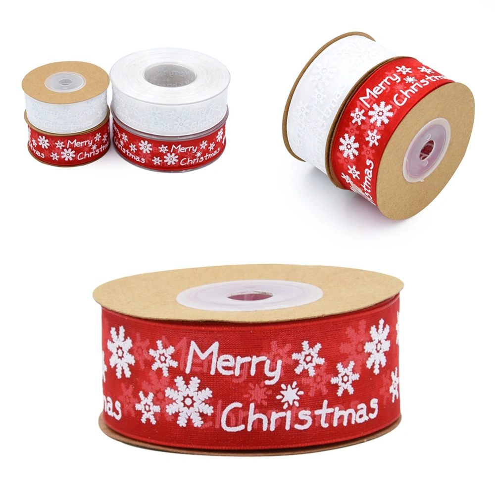 1 Roll of Christmas Printing Ribbon Christmas Tree Decor Gift Wrapping Ribbon for Hair Bows Gift Packing DIY Crafts 10 Meters Red Pattern