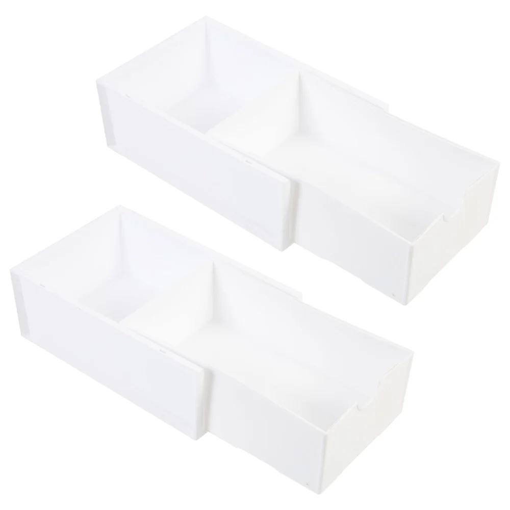 2pcs Desktop Storage Cases Office Stationery Storage Cabinets Stackable Drawer Boxes