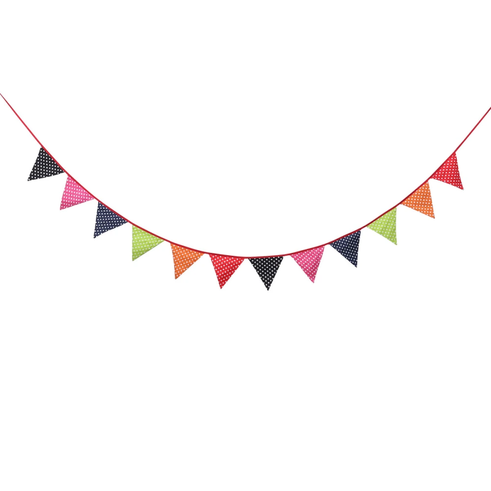 3M Pennant Flags Banner White Dots Multicolored Bunting Garland 12 Triangle Flags Decoration for Wedding Birthday Baby Shower Prom Anniversary